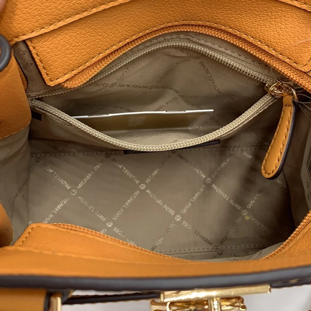 MICHAEL KORS  Hamilton Small Signature Logo and Snake Embossed Satchel Cider